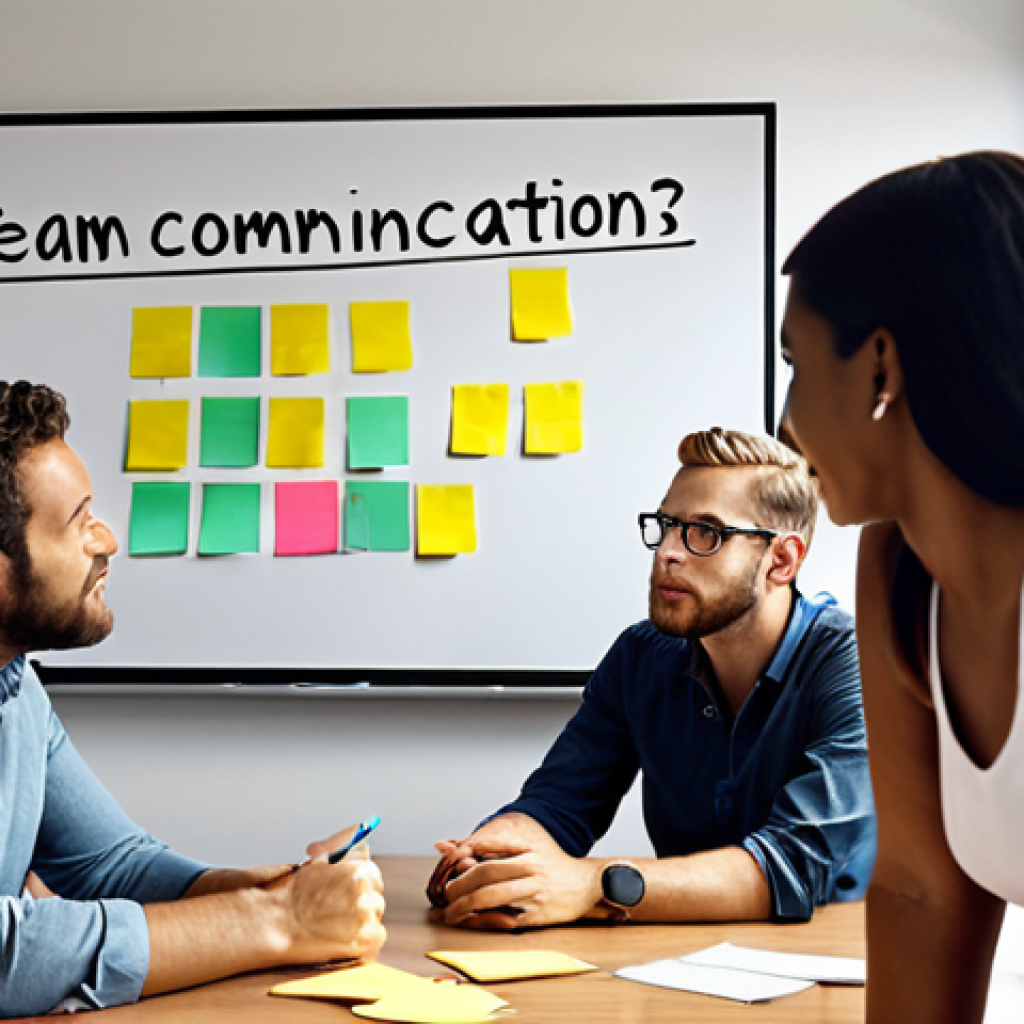 ** Diverse team brainstorming in a modern, collaborative office space. Focus on open communication, shared ideas, and positive energy. Maybe include sticky notes with ideas on a whiteboard.

**