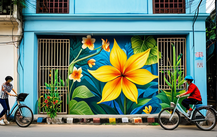 **
A community art project in Hanoi, Vietnam. Diverse people are collaboratively painting a vibrant mural on a building wall. The artwork depicts local culture and nature. Fully clothed, appropriate content, safe for work, professional photography, perfect anatomy, natural proportions, family-friendly.
**