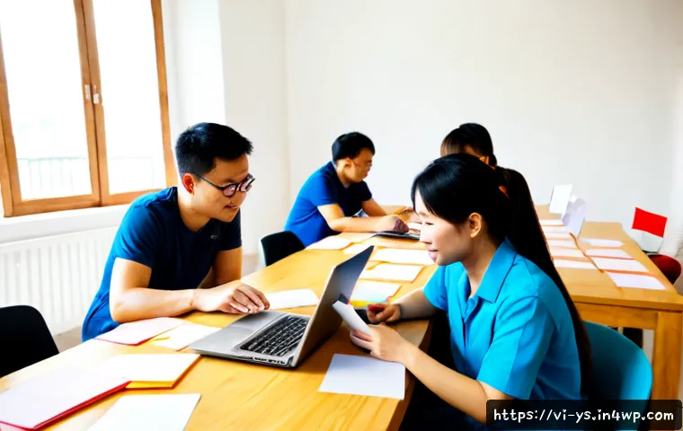 Home 17 협력적 창의성을 위한 크로스 팀 협업 - Photorealistic cross-functional team collaboration in a bright modern Ho Chi Minh City coworking off...