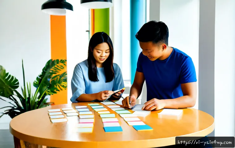 Home 17 협력적 창의성을 위한 자원 관리 전략 - Photorealistic Vietnamese creative team in a bright modern coworking studio, four diverse adults col...